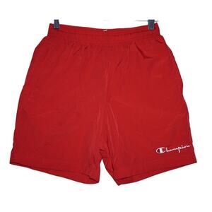 Champion Red Nylon Shorts Men’s Size Small Mesh Lining Elastic Waist